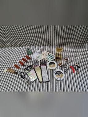 Mixed Fishing Tackle Lot Hooks Lures Line Sinkers Fly Tying Supplies